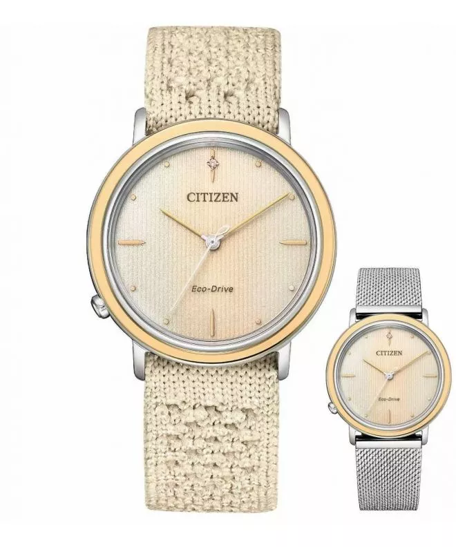 Zegarek damski Citizen Sapphire Diamonds Solar Gift Set EM1006-40A