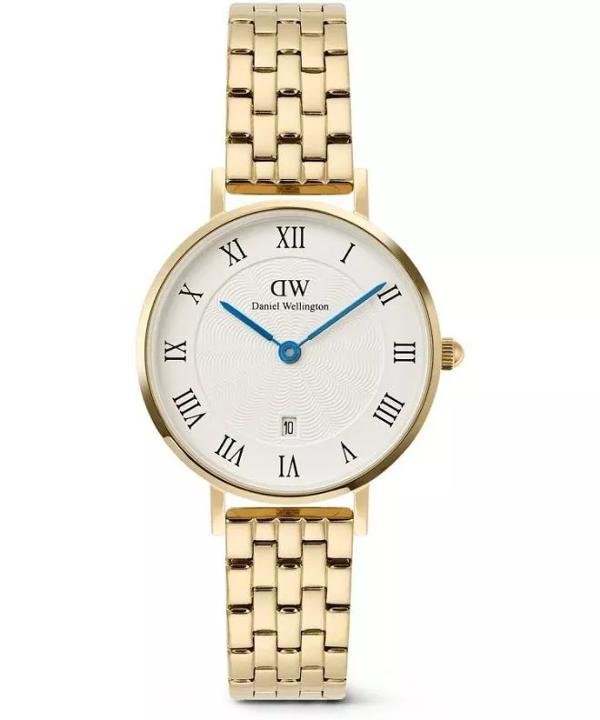 Zegarek damski Daniel Wellington Petite Roman Numerals Date 5-link Gold DW00100857