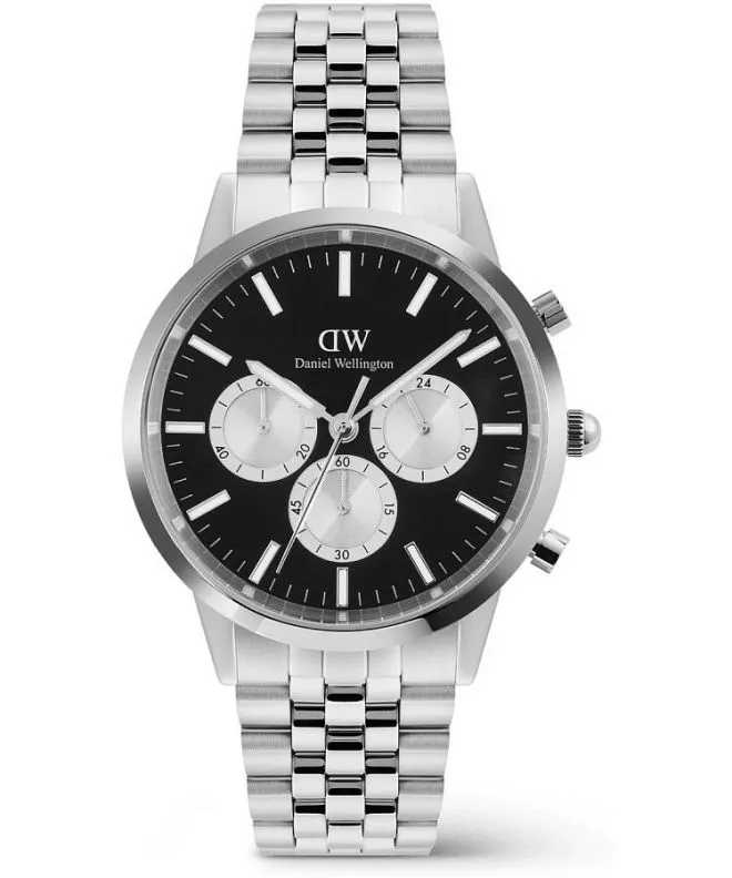 Zegarek męski Daniel Wellington Iconic Arch 5-Link Onyx Panda Silver Chronograph DW00100873