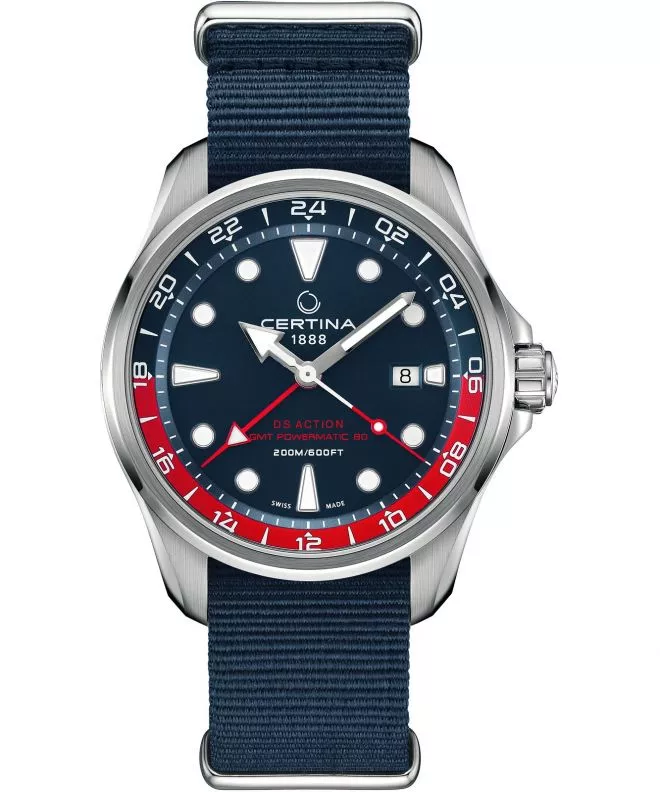 Zegarek męski Certina Aqua DS Action GMT Powermatic 80 C032.429.18.041.00 (C0324291804100)
