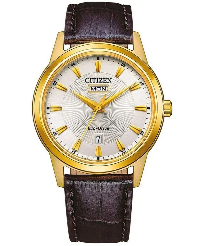 Zegarek Męski Citizen Leather Eco-Drive AW0102-13AC (AW0102-13AE)