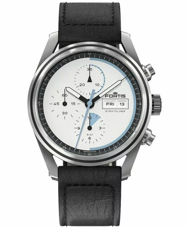Zegarek męski Fortis Stratoliner S-41 White Dust Chronograph Automatic F2340014
