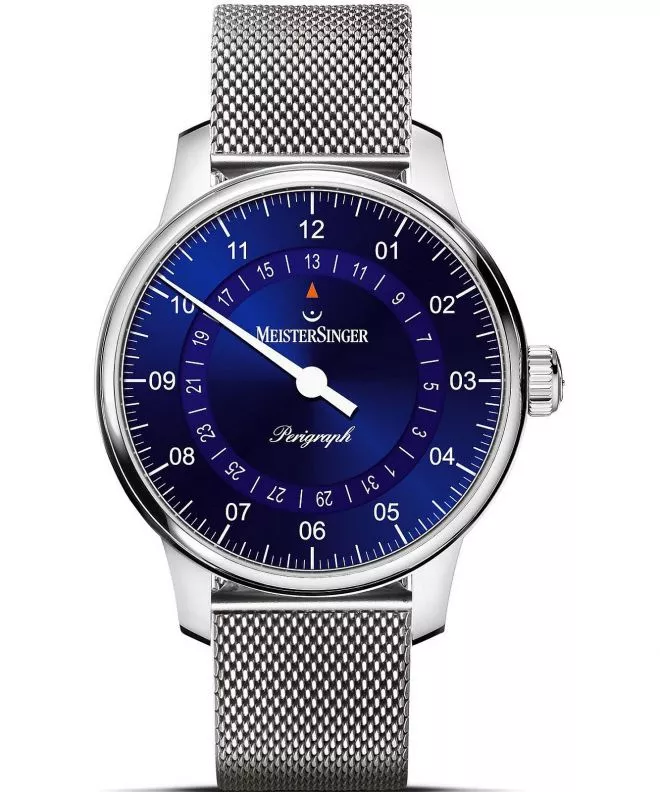 Zegarek męski MeisterSinger Perigraph - 38mm Sunburst Blue BM1108_MLN18