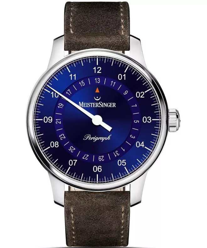 Zegarek męski MeisterSinger Perigraph - 38mm Sunburst Blue BM1108_SV12