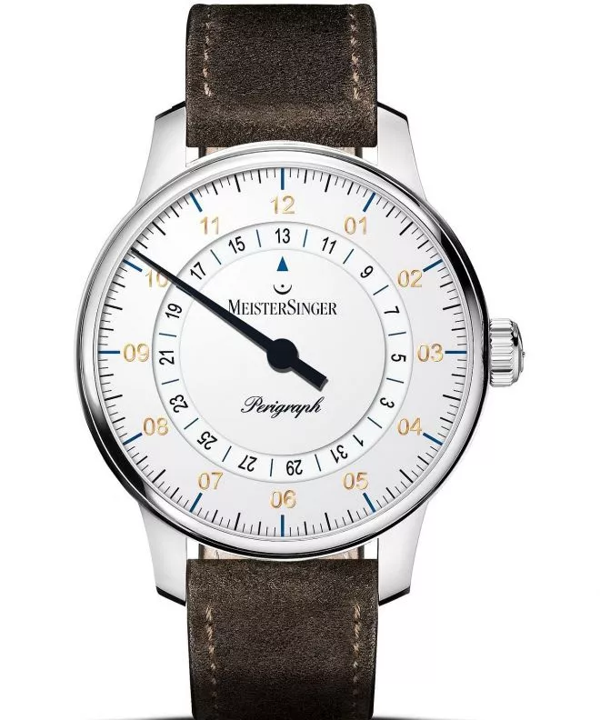 Zegarek męski MeisterSinger Perigraph - 38mm White BM1101G_SV12