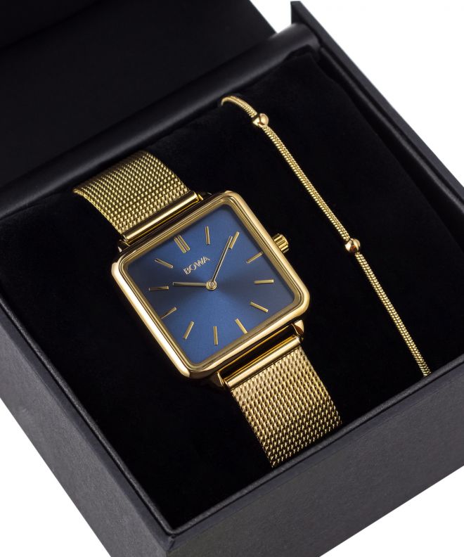 Zegarek damski BOWA Vienna Navy Blue-Gold Mesh 29 Gift Set VI294-34-164M-419-04