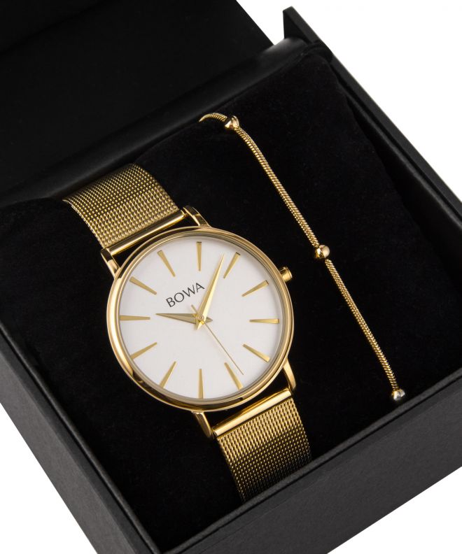 BOWA Praha Silver-Gold Mesh 38 Gift Set (zegarek + bransoletka) PH384-54-184M-419-04