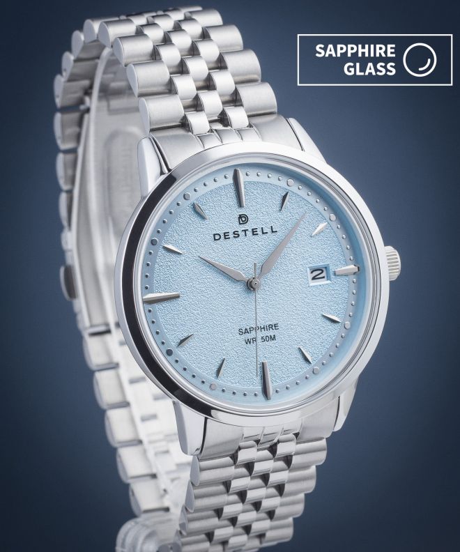 Zegarek męski DESTELL Pictor Ice Blue Silver Steel Sapphire PT405-05-205J