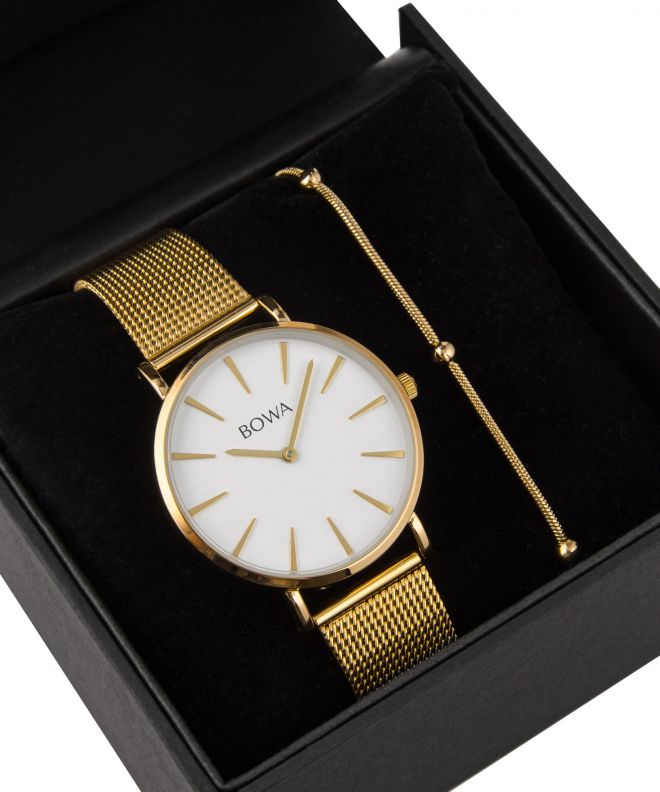 BOWA New York White-Gold Mesh 38 Gift Set (zegarek + bransoletka) NY384-24-184M-419-04