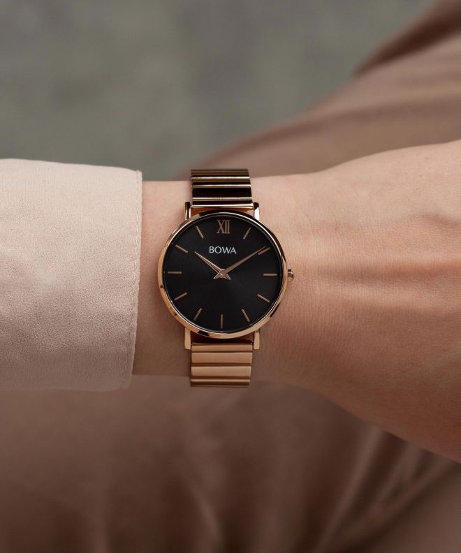 Zegarek damski BOWA London Black Rose-Gold Steel 33