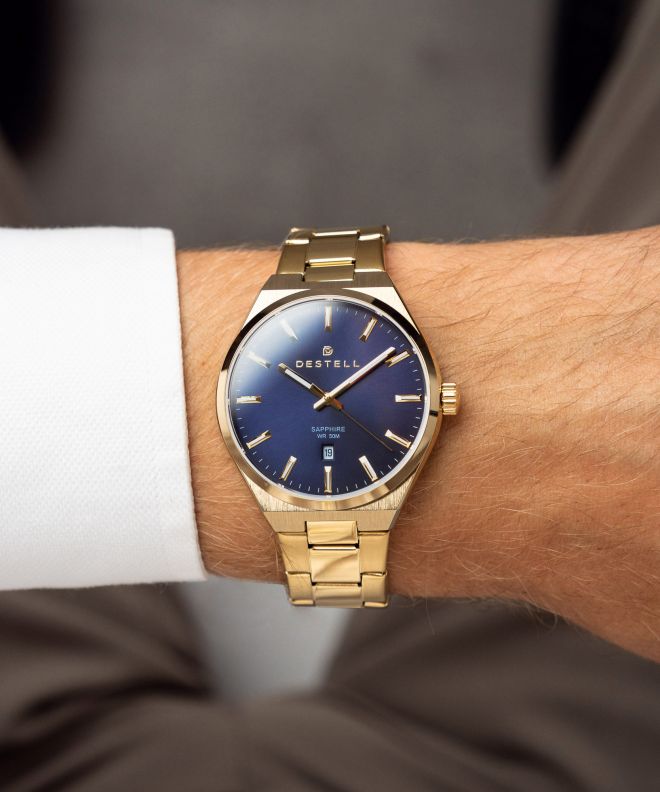 Zegarek męski DESTELL Aries Blue Gold Steel Sapphire