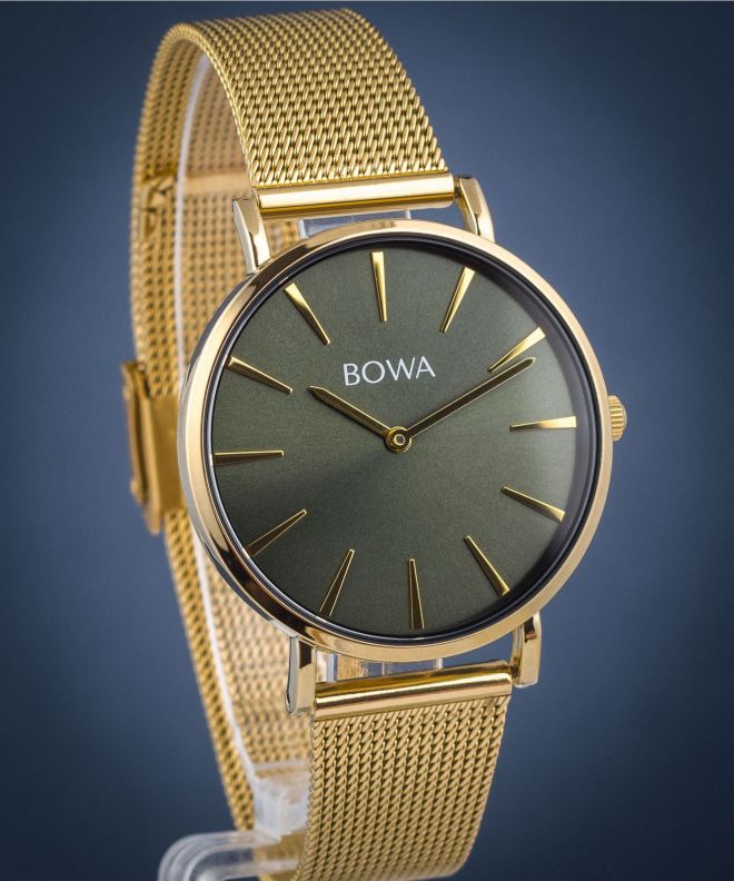 Zegarek damski BOWA New York Green-Gold Mesh 38 NY384-04-184M