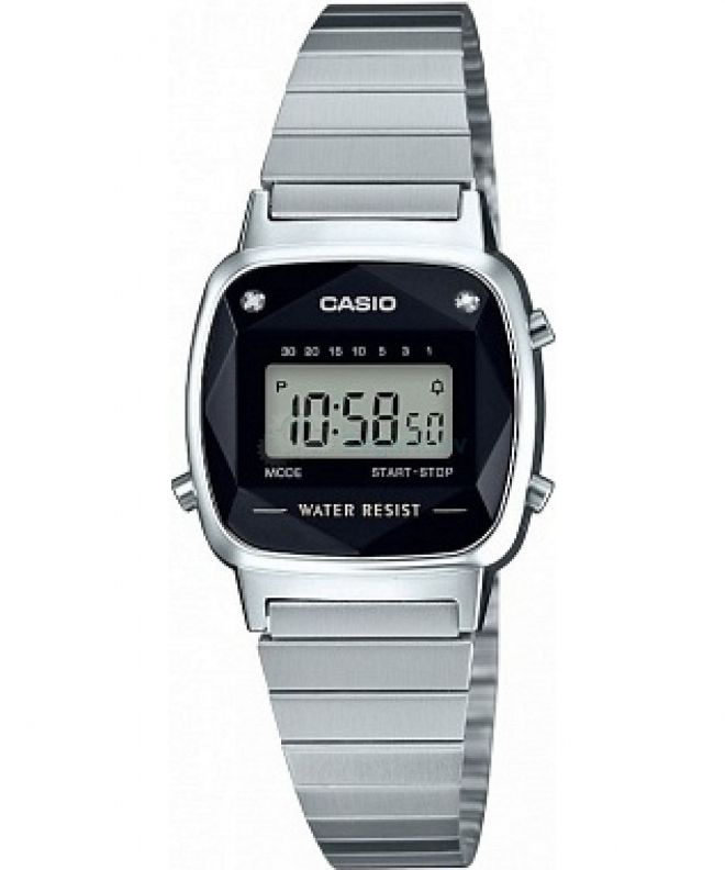 Zegarek damski Casio VINTAGE Midi Black And Silver With Diamond Limited LA670WEAD-1EF