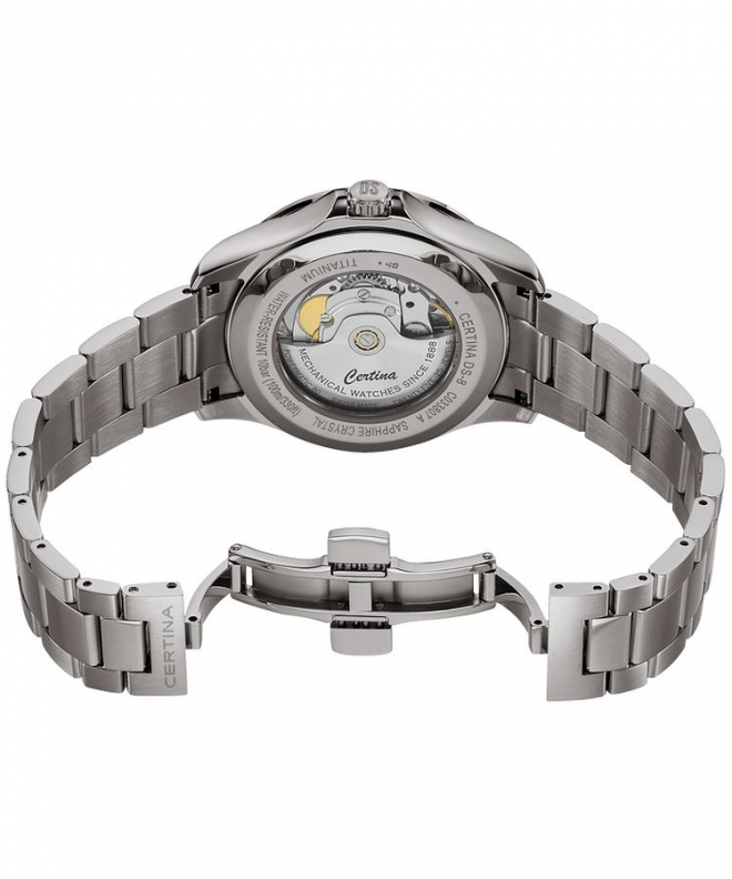 Certina DS-8 Gent Automatico C033.807.26.087.00 - Orologio Uomo Con Movimento Powermatic 80, Quadrante Arabo E Bracciale In Pelle Marrone