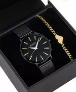 Zegarek damski BOWA Praha Black-Gold Mesh 38 Gift Set