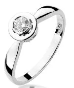 Pierścionek Bonore z białego złota próby 585 z diamentem 0,2 ct