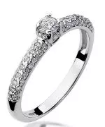 Pierścionek Bonore z białego złota próby 585 z diamentem 0,15 ct