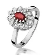 Pierścionek Bonore z białego złota próby 585 z rubinem 0,6 ct