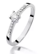 Pierścionek Bonore z białego złota próby 585 z diamentem 0,15 ct