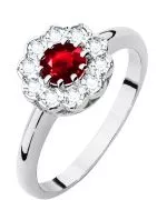 Pierścionek Bonore z białego złota próby 585 z rubinem 0,6 ct