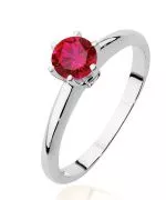 Pierścionek Bonore z białego złota próby 585 z rubinem 0,6 ct