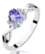 Pierścionek Bonore z białego złota próby 585 z tanzanitem 0,4 ct