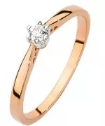 Pierścionek Bonore z różowego złota próby 585 z diamentem 0,08 ct