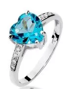 Pierścionek Bonore z białego złota próby 585 z topazem 1,2 ct