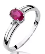 Pierścionek Bonore z białego złota próby 585 z rubinem 0,6 ct