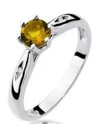 Pierścionek Bonore z białego złota próby 585 z cytrynem 0,5 ct