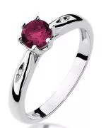 Pierścionek Bonore z białego złota próby 585 z rubinem 0,6 ct