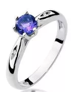 Pierścionek Bonore z białego złota próby 585 z tanzanitem 0,5 ct