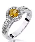Pierścionek Bonore z białego złota próby 585 z cytrynem 0,5 ct