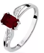Pierścionek Bonore z białego złota próby 585 z granatem 0,7 ct