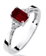 Pierścionek Bonore z białego złota próby 585 z granatem 0,7 ct