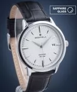 Zegarek męski DESTELL Pictor Silver Black Leather Sapphire