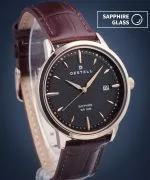 Zegarek męski DESTELL Pictor Black Rose Gold Brown Leather Sapphire