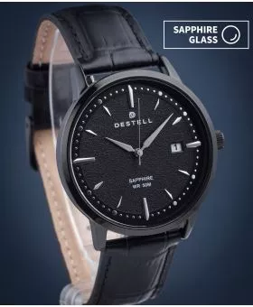 Zegarek męski DESTELL Pictor Full Black Leather Sapphire