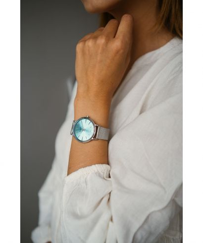 Zegarek damski BOWA Praha Turquoise-Silver Mesh 38