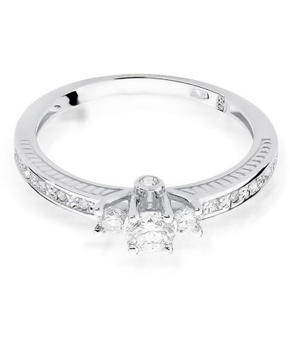 Pierścionek Bonore z białego złota próby 585 z diamentem 0,2 ct