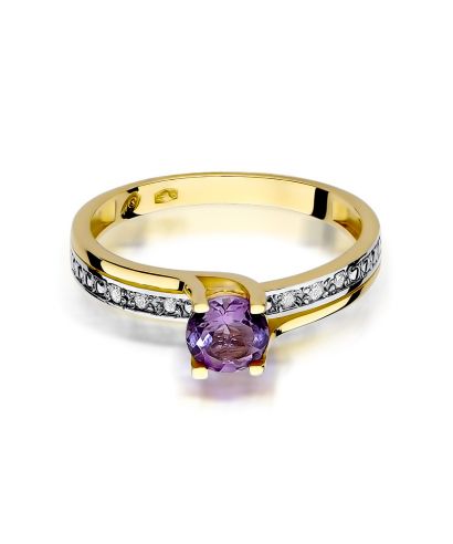 Pierścionek Bonore ze złota próby 585 z ametystem 0,5 ct