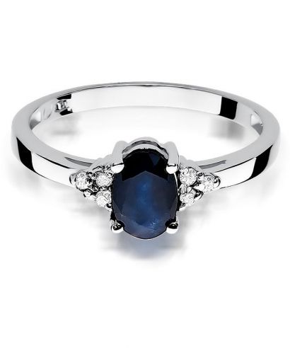 Pierścionek Bonore z białego złota próby 585 z szafirem 0,9 ct