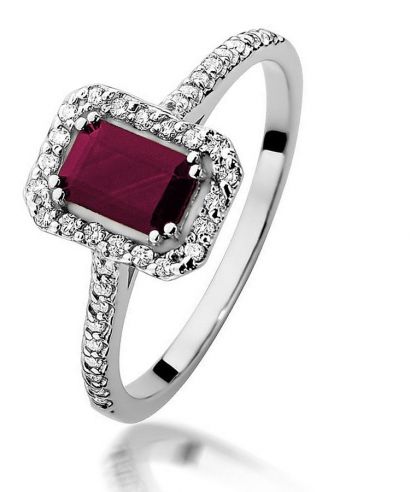 Pierścionek Bonore z białego złota próby 585 z rubinem 0,8 ct