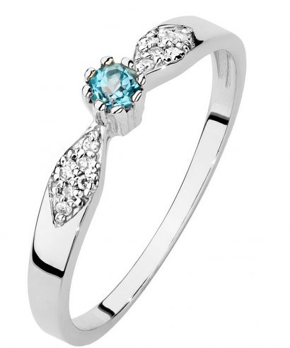 Pierścionek Bonore z białego złota próby 585 z topazem 0,15ct ct