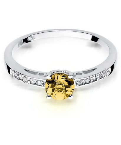 Pierścionek Bonore z białego złota próby 585 z cytrynem 0,5 ct