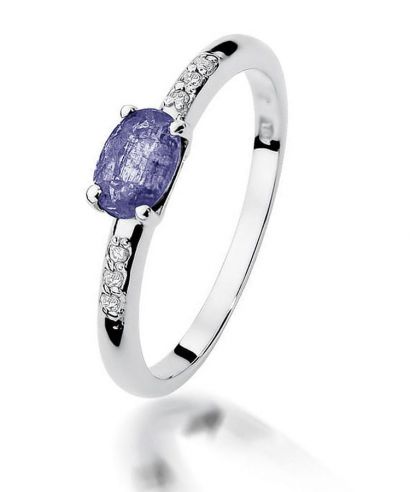 Pierścionek Bonore z białego złota próby 585 z tanzanitem 0,4 ct