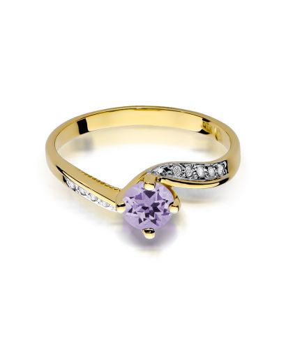 Pierścionek Bonore ze złota próby 585 z ametystem 0,5 ct