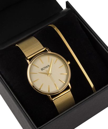 BOWA Praha Full-Gold Mesh 38 Gift Set (zegarek + bransoletka)