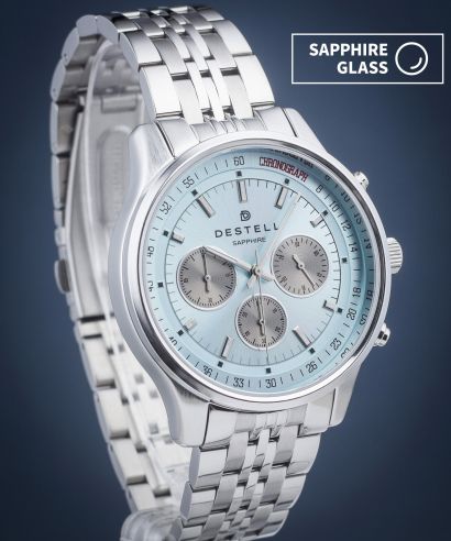 Zegarek męski DESTELL Circinus Ice Blue Silver Steel Chronograph Sapphire