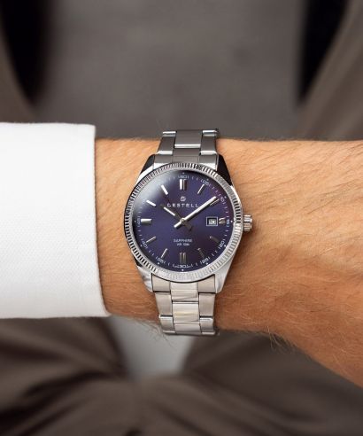 Zegarek męski DESTELL Loup Blue Silver Steel Sapphire